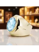 Vintage Handwerk Ring Aquamarin 14 Karat Gelbgold vrc296y